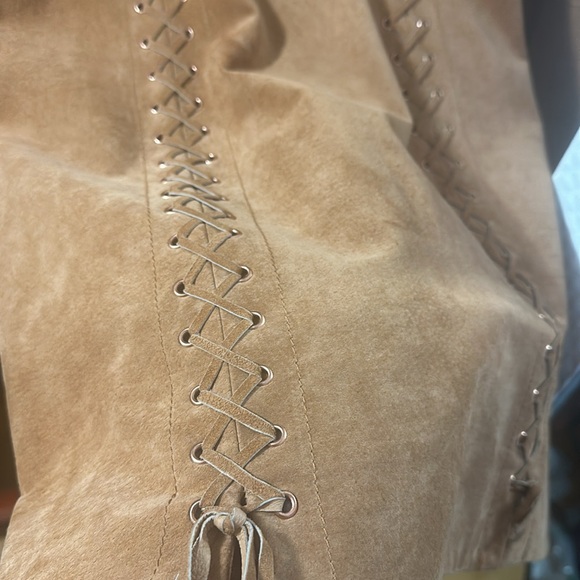 INTERMIX Brown Isaac Lace Up Suede Dress - Picture 7 of 11